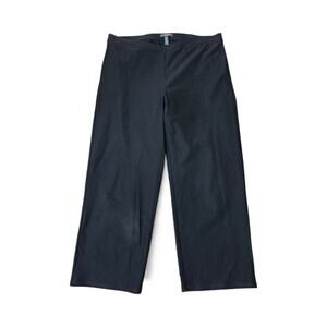 Eileen Fisher Black Crepe Pull On Stretch Midrise Ankle Pants, Petite Medium